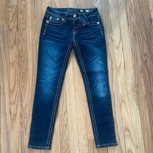 Miss Me Blue Skinny Jeans with Stretch and Fading